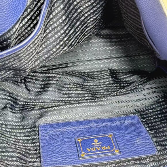 Prada Navy Blue Leathe Convertible Shopper Tote - Picture 9 of 9